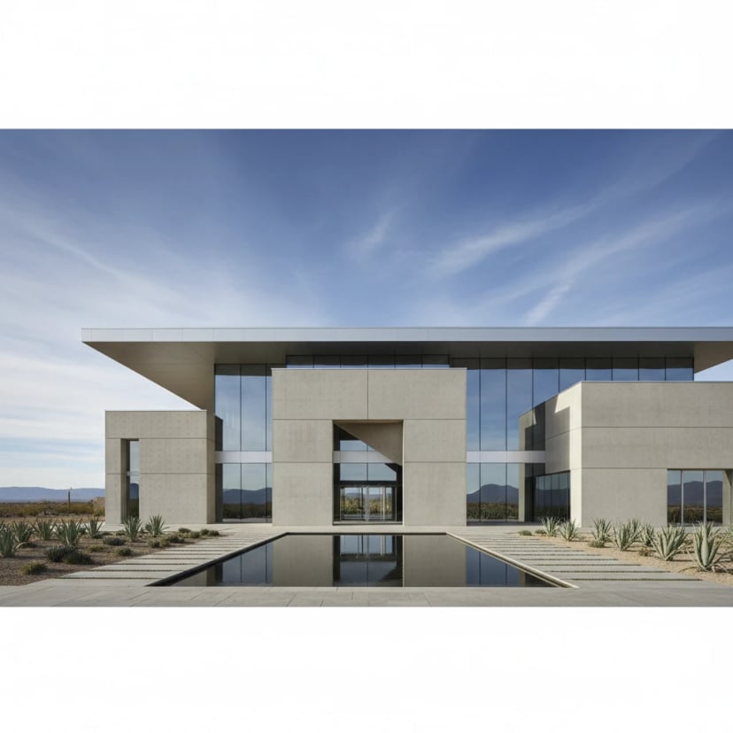 Modern architectural design with minimalist geometric shapes - Professional AI artwork