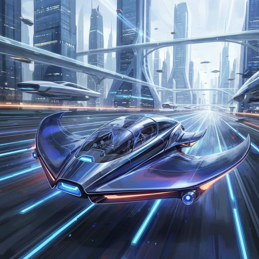 Futuristic vehicle design with sleek lines and metallic finish - Concept art AI creation