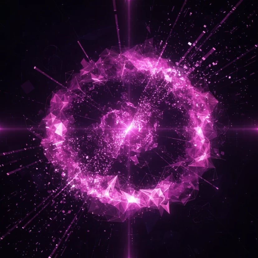 Abstract digital art with particle effects and purple pink gradients - Tech style AI creation