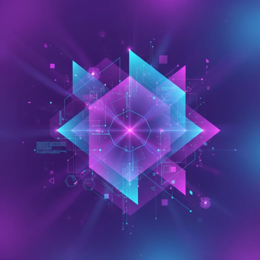 Abstract digital art with geometric patterns and purple cyan gradients - AI artwork example