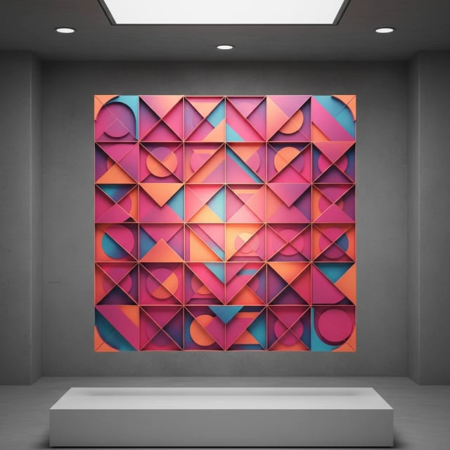 Abstract digital art with geometric patterns and vibrant gradients - Modern AI artwork inspiration