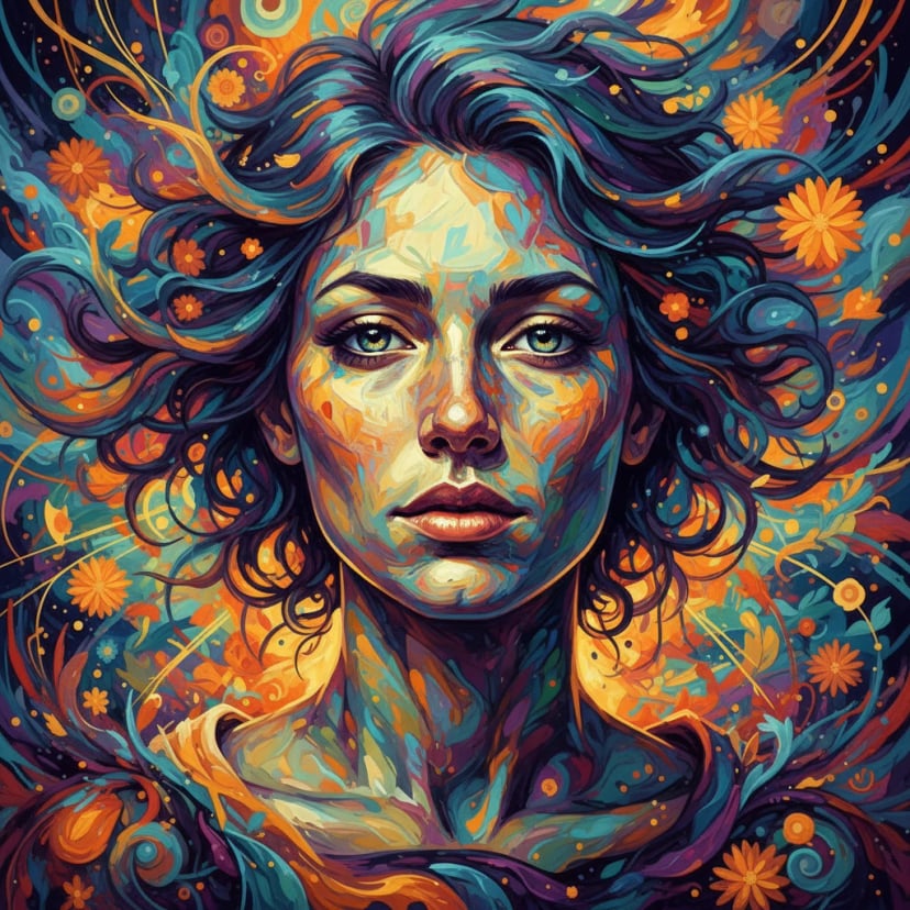 AI-generated portrait with artistic style and vibrant colors - High detail digital art