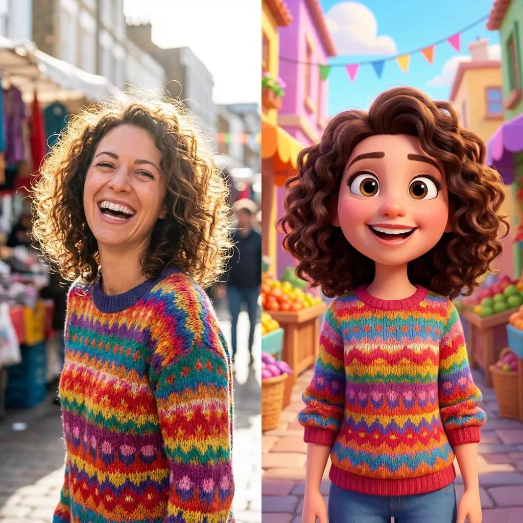 फोटो टू कार्टून AI - असली फोटो और 3D पिक्सर कार्टून का तुलना