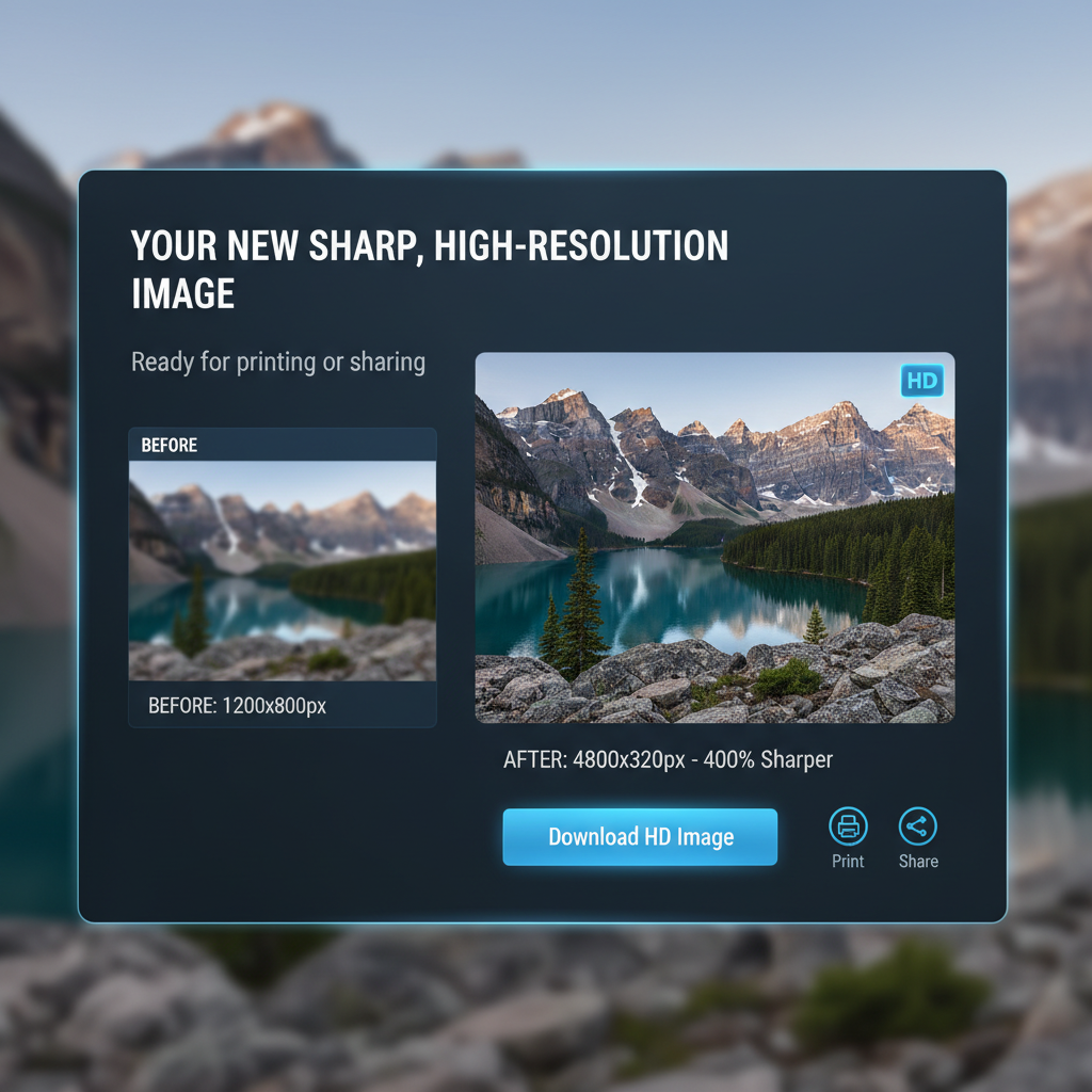 Download high-resolution sharp upscaled image enhanced to 4K quality ready for printing or sharing on social media